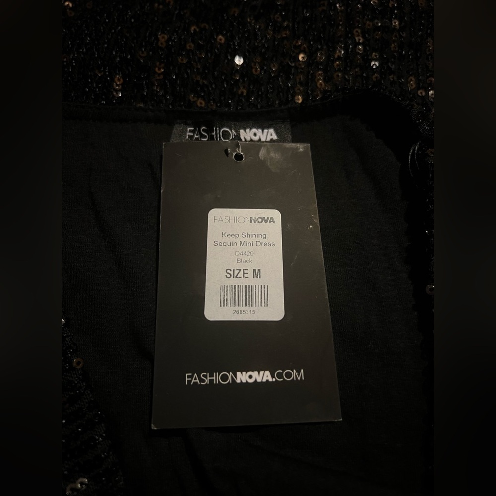 FASHION NOVA Keep Shining Sequin Mini Dress Black NWT - Picture 5 of 5